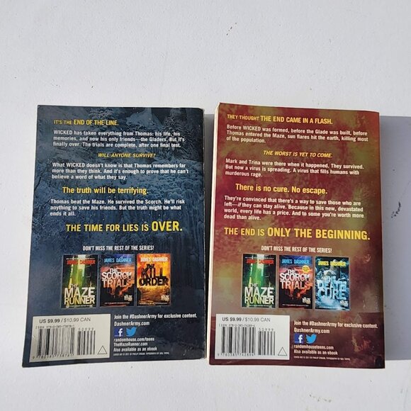 Maze Runner Books Bundle Kill Order Death Cure Paperback Book James Dashner Used - Picture 8 of 15